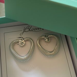 J Bloom silver coil heart earrings